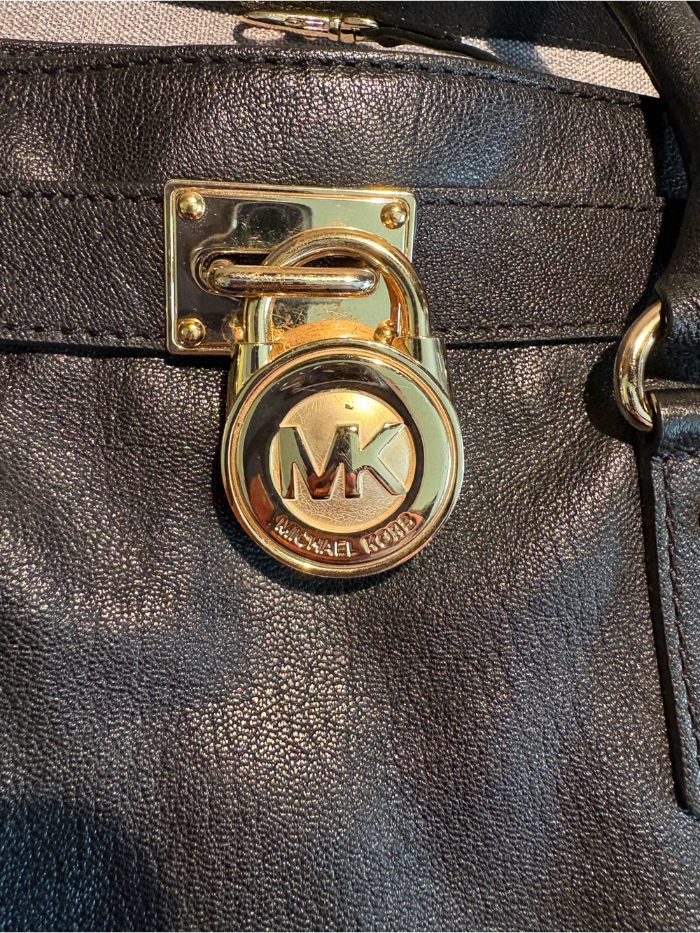 Michael Kors Black Leather Shoulder Bag with Gold Hardware - Picture 11 of 12